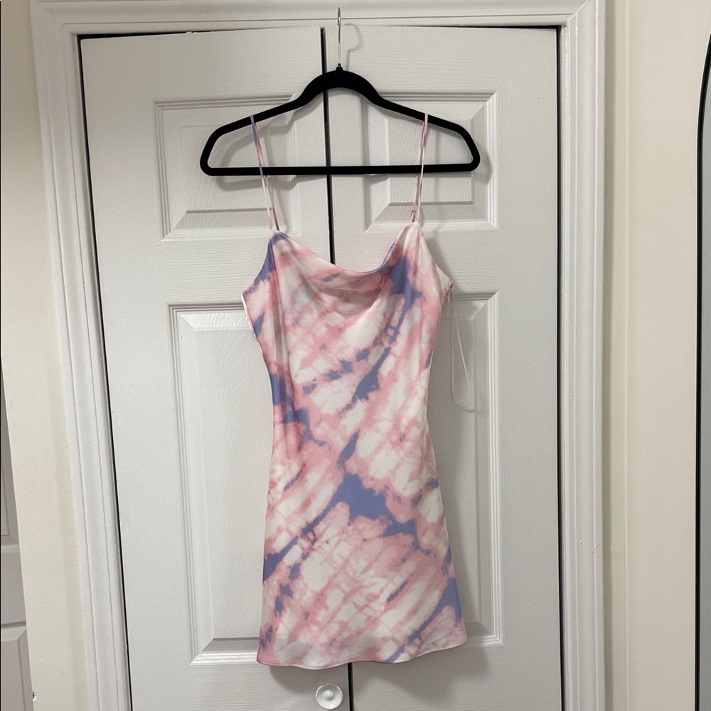 Mini dress with cowl neck and open back